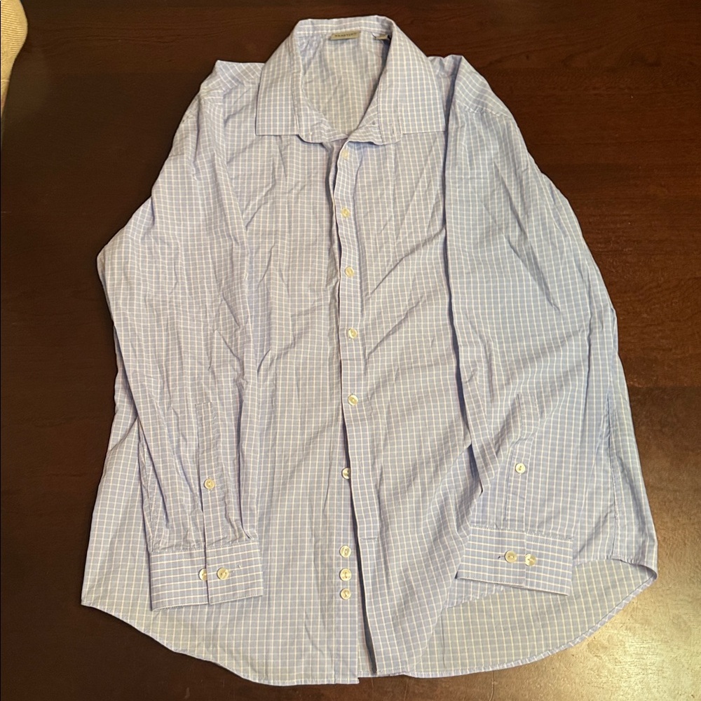 Reaction Kenneth Cole Blue Checkered Casual Button Down Shirt